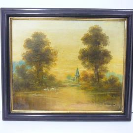 Ölgemälde, Landschaft, Vergolderrahmen