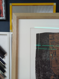 naturholz bilderrahmen, museumsglas, passepartout