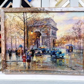 ölgemälde mit handgefertigtem silberrahmen