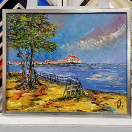 ölgemälde landschaft mit unikat vergolderrahmen