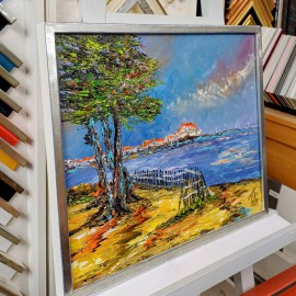 kunstwerk mit silberrahmen