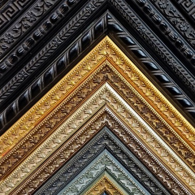 Verzierte Bilderrahmen, schwarz, gold, silber