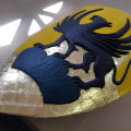 Ritterschild, Vergolden mit Blattgold, Atelier