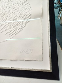 Günther Uecker Prägedruck gerahmt mit Unikat Silberrahmen Detail