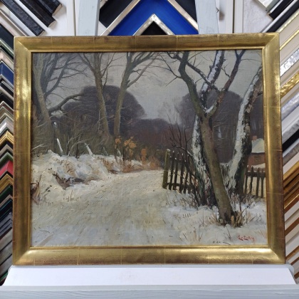 Winterlandschaft, ölgemälde, vergolderrahmen